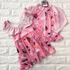 【100サイズ】ディズニー　プリンセス ワンピース 水着・ラッシュガードセット