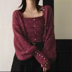 mideal グリッターニットアンサンブルカーディガン