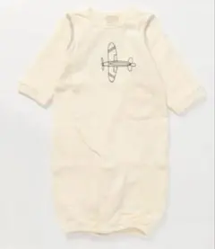 プティマイン　ロンパース サイズ50-70 飛行機 刺繍　ポッケ　ホワイト　白