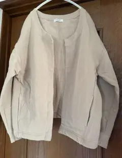 studio CLIP ベージュ 長袖カーディガン　羽織り　スウェット生地