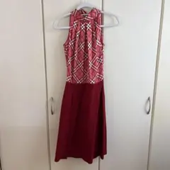 Burberry Blue label赤 チェック柄 ノースリーブ ワンピース