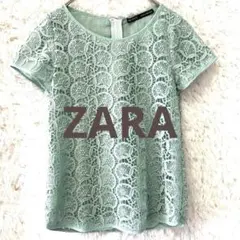 ZARA BASIC レース 半袖トップス ミントグリーン XSのサムネイル