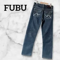 FUBU ストレートデニム ジーンズ ダークブルー刺繍コットン70%のサムネイル