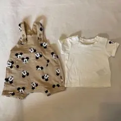 お値下げ⸜(*ˊᗜˋ*)⸝ミッキーH＆M赤ちゃんサロペット＆Tシャツセット60