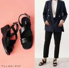 ALETTA オフィスサンダル レディース ブラック アシンメトリー サイズ Lのサムネイル