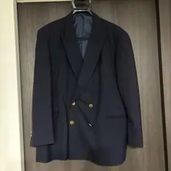 90s ダブル 金ボタン 紺テーラードフォークランドウール 日本製 背抜き 夏