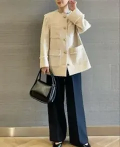 GREEN LABEL RELAXING 2wayノーカラージャケット　ツイード