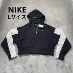 【新品】Nike クロップドフードパーカー ブラック/ホワイト