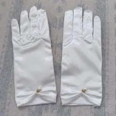 ウェディンググローブ ショート丈 パール付き 白 結婚式 ブライダル