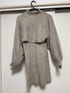 Chico リブ編みベージュニットワンピース