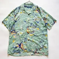 希少✨ラルフローレン カジキ柄 アロハシャツ レーヨン100 ボタニカル S