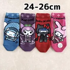 サンリオキャラクターズ 忍者 ソックス 24〜26cm 4足セットのサムネイル