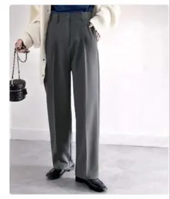 classicalELF センタープレス ワイド ルーズロングパンツ チャコール