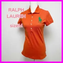 ★ 【綺麗】 ラルフローレン 半袖 ポロシャツ オレンジ ビッグポニー 刺繍