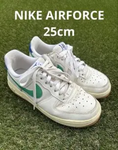 Nike スニーカー ホワイト/グリーンブルー AIR FORCE I 25cm