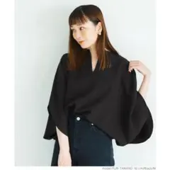 【タグ付き新品】coca ドルマンスリーブ スキッパーブラウス ブラック