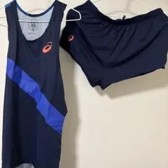 アシックス asics シングレット&ランパン 上下セット ブルー