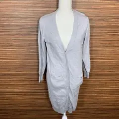 バックナンバー ニット ロングカーディガン M カシミヤ 灰色 グレー 無地