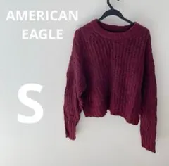 F-1-96AMERICAN EAGLE バーガンディ ケーブルニットS/のサムネイル