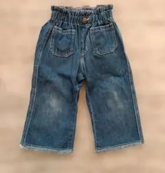 ブリーズ90 デニムパンツ フリンジ ゴムウエスト ワイド