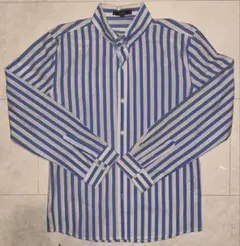 UzM2 青と白のストライプ ワイシャツ XL