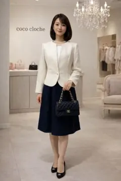 新品11AR号美お顔映り＆美スタイル演出ワンピ＆ノーカラージャケット婚活入学式等