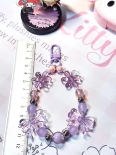 ビーズストラップ 紫(パープル)推し活にも◎