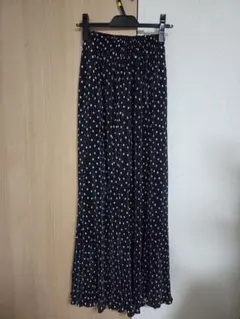 ドット プリーツ ロングスカート