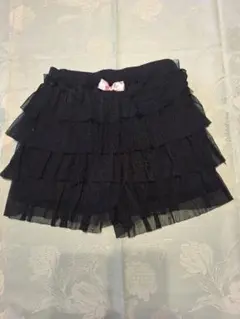 チュール素材フリル付きハーフパンツ☆ブラック☆140サイズ