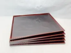 懐石道具 木製溜塗 金彩蒔絵 長方膳 5客組 会席膳 懐石盆 銘々盆 元箱