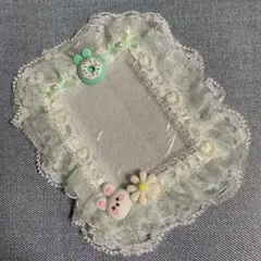 セール！硬質トレカケース デコ フリル リボン グリーン、緑