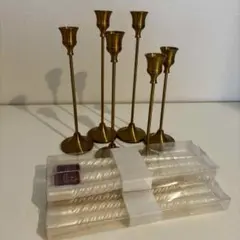 ゴールドキャンドルスタンド6本セットとキャンドル