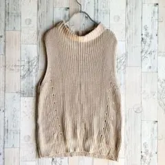 美品　ルーニィ　レディースコットンニットベスト　生成り　綿100%