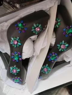 ムルーアビジューキラキラパンプス新品37ZARAスナイデルリリーブラウン