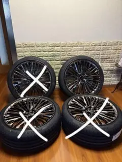 中古 レクセル ホイールタイヤセット4本 24インチ ブラックナット付き