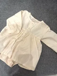 【petit main】クリーム色 長袖　ワンピース　ロンパース 70