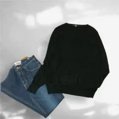 ユニクロ　カシミヤ100% ニット　セーター Vネック ブラック　L　長袖