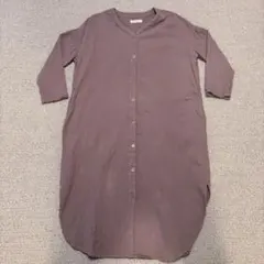 エンジェリーベ ぷくぷく ダブルガーゼ Ｖネック ワンピ 長袖 モカブラウン