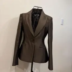 ZARA テーラードジャケット ブラウン 光沢感のサムネイル