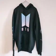 BTS フード付きパーカー 【М】 黒 シンプル ビッグロゴ