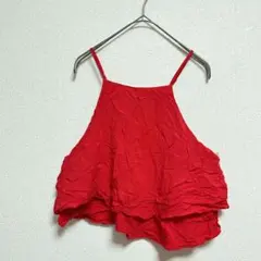 フォーエバートゥエンティーワン トップス ホルターネック S 赤 レーヨン 夏服のサムネイル