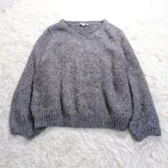 ビアッジョブルー ニット L グレー シルバー ラメ ウール混 上品 華やか