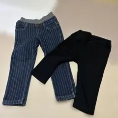 ストライプとブラックのボトムスセット