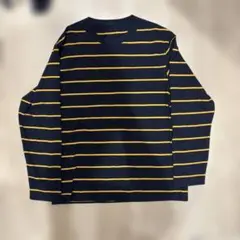 UNIQLO ボーダー長袖カットソー ネイビー×イエロー Lサイズのサムネイル