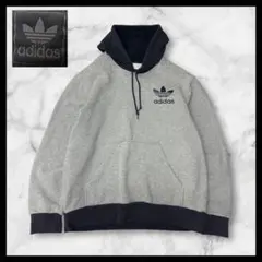 アディダス トレフォイルロゴ パーカー L グレー プルオーバー adidas