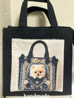 一点限定品❗️チワワポケット付き保冷ファスナー濃いデニムバック