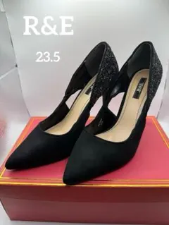 新品級美品！R&E スエード グリッター ハイヒール パンプス サイズ　23.5