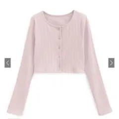 クロップド丈リブカーディガン[dk1367] ピンク