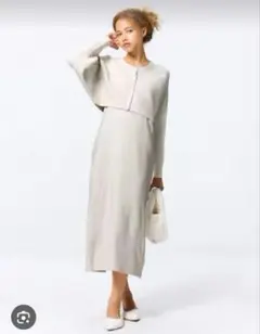 GU 2ピースカーディガンセットワンピース 　L