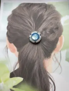 No.4 ビーズ刺繍 ヘアゴム 〜青空①〜